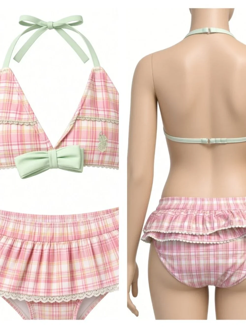 U.S. Polo 3pc GREEN Bikini swimsuit & coverup girl 2pc swimsuit + Cover up Pink